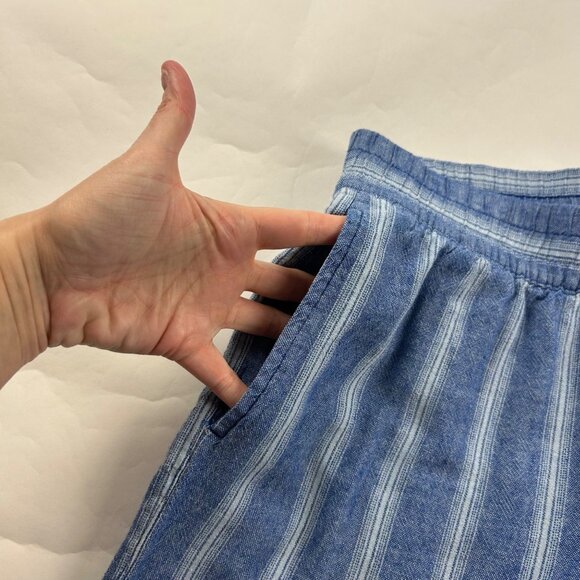 Old Navy Bright Blue Striped Linen Blend High Rise Wide Leg Lounge Pant S - Picture 3 of 8